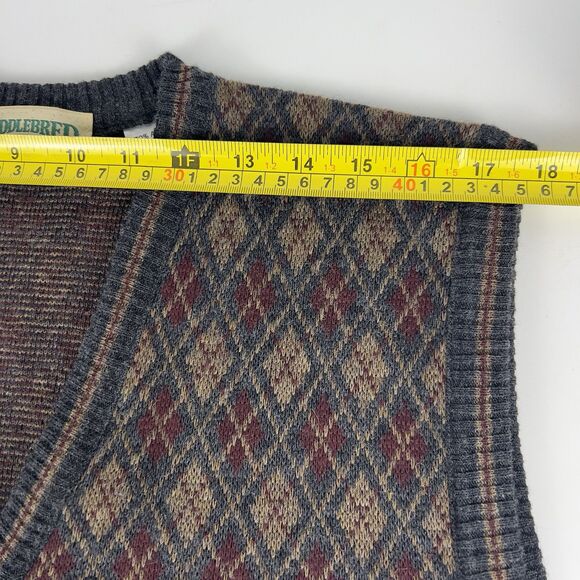 Vtg Wool Blend Sweater Vest XL Argyle Burgundy Gray‎ Made In Italy Scholar Golf - Picture 7 of 10